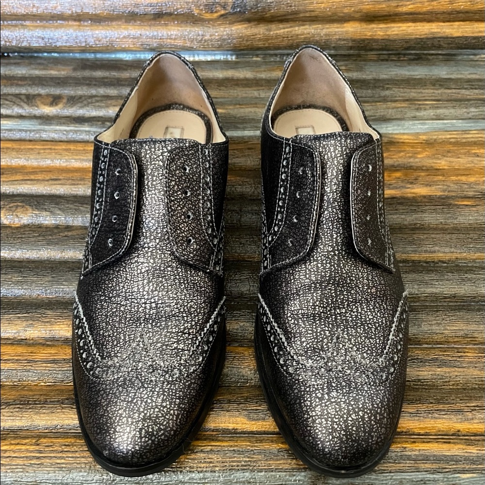 Cole Haan silver metallic oxfords